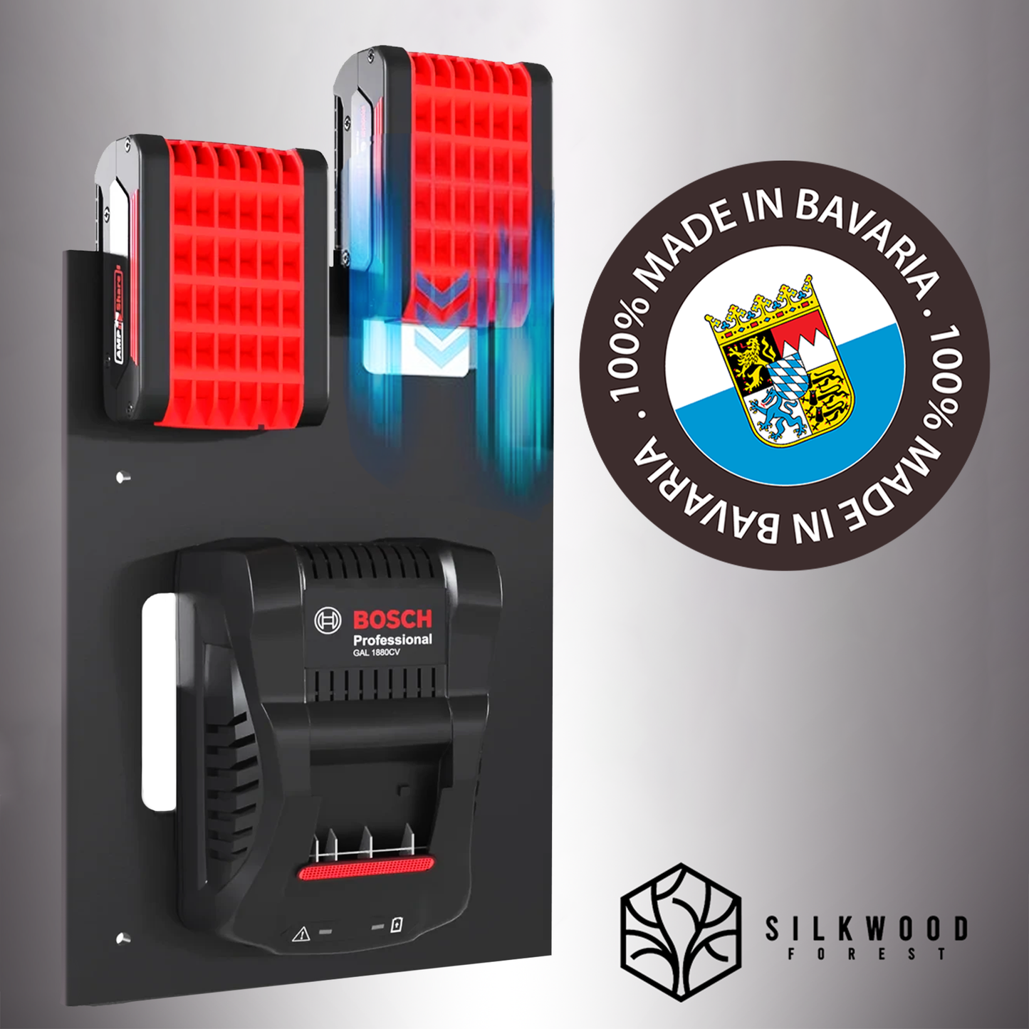 Bosch Professional Akku Wandhalterung – Halter für 18V Akkus & Ladegeräte