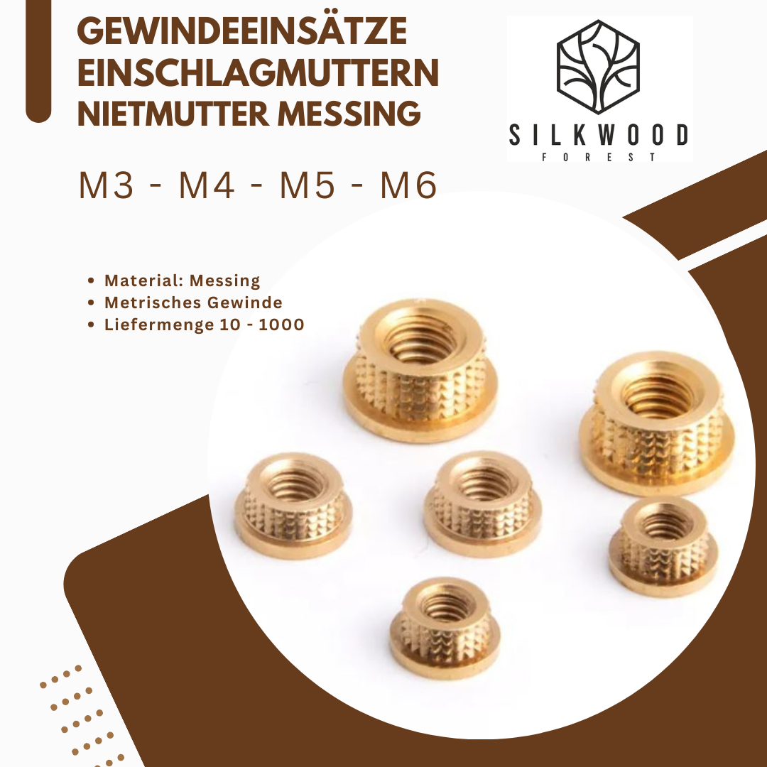 Gewindeeinsatz Einschlagmuttern Nietmutter Messing M3/M4/M5/M6 Modelbau