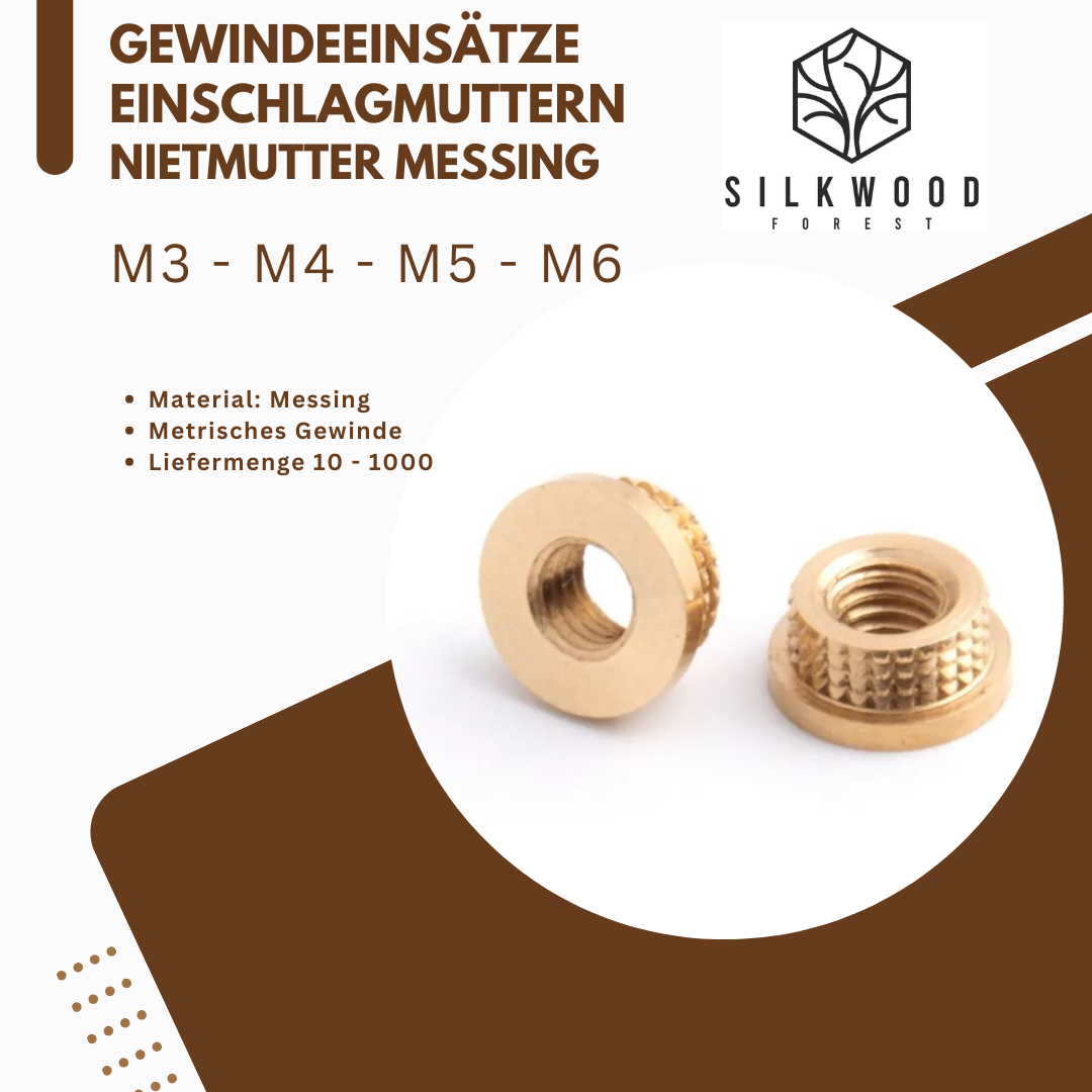 Gewindeeinsatz Einschlagmuttern Nietmutter Messing M3/M4/M5/M6 Modelbau