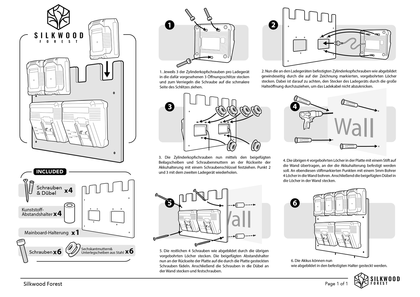 Einhell Power X-Change Wandhalterung für Akku & Ladegerät – NEU auch für Power X-Twincharger 3 A
