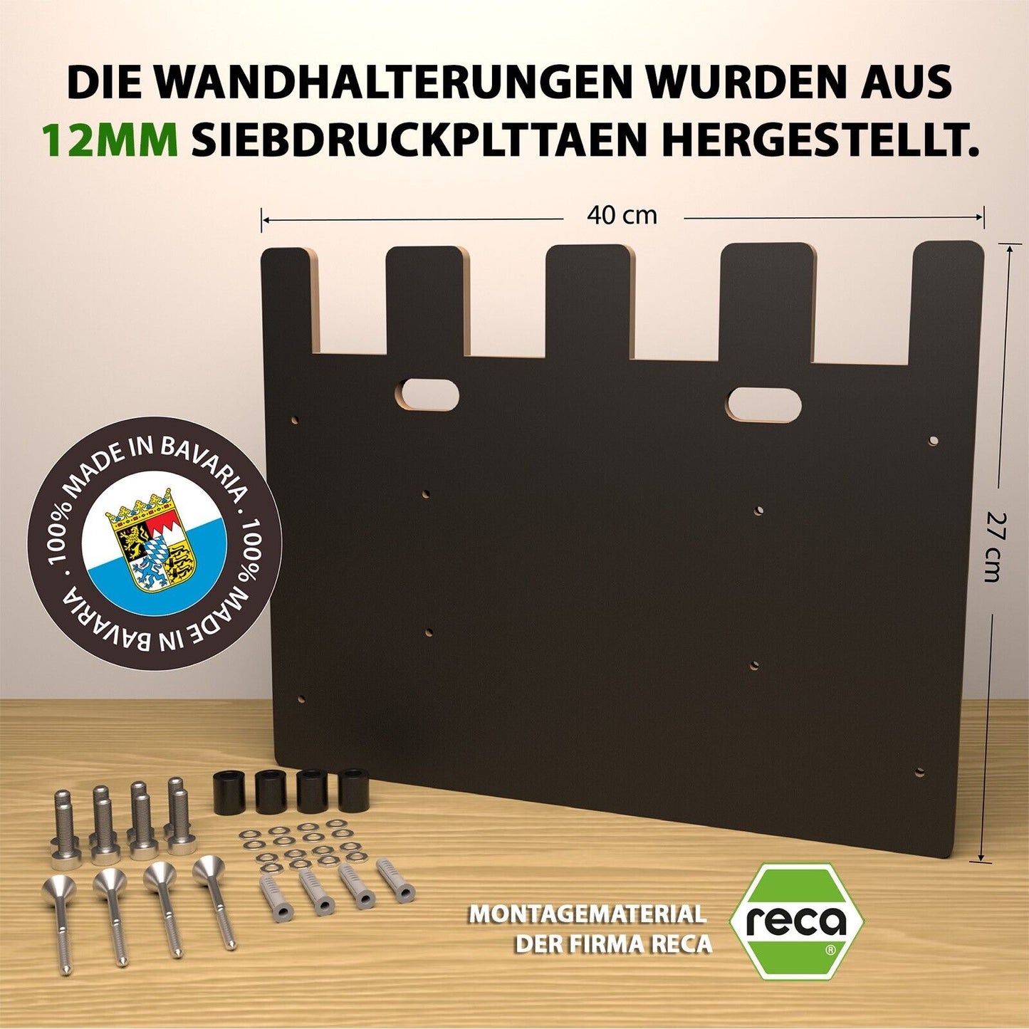 Parkside Akku-Wandhalterung CNC-gefräst | Passend für Ladegeräte PLG 20 C3 u.v.m